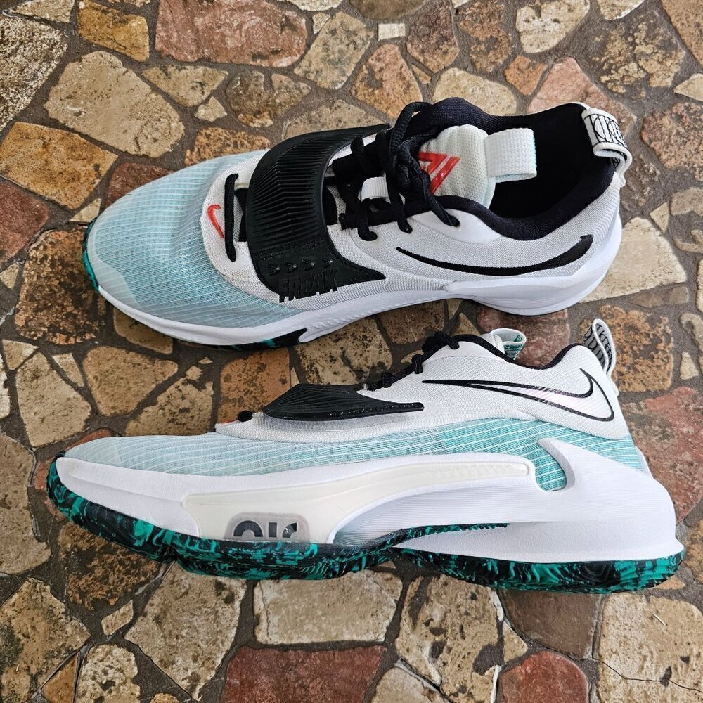 Nike Zoom Freak 3 Shoes, White, Black, Blue Green, Mens 7.5